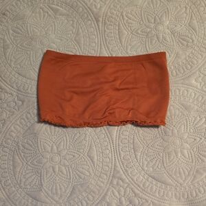 No Boundaries Orange Tube Top with Lace Trim